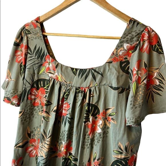 NWT SADIE & SAGE Tropical Print Short Sleeve Top - Picture 10 of 11